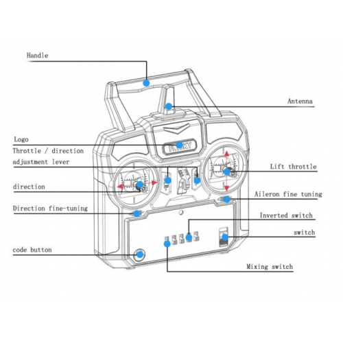 FlySky FS-i4X 2.4G 4CH AFHDS RC Transmitter Remote Control Mode 2 + Receiver FS-A6