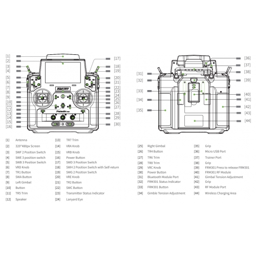  Flysky FS-PL18 2.4G 18CH Paladin Transmitter with FS-FTR10 Receiver HVGA 3.5 Inch TFT Touch Screen