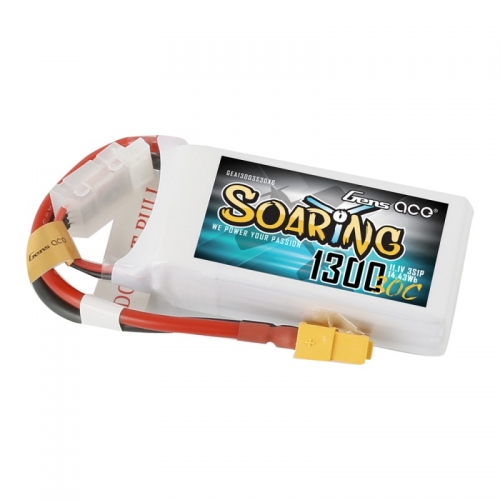 Gens ace Soaring 1300mAh 11.1V 30C 3S1P Lipo Battery Pack with XT60 Plug