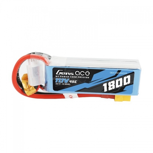 Gens ace 1800mAh 11.1V 45C 3S1P Lipo Battery Pack with XT60 Plug