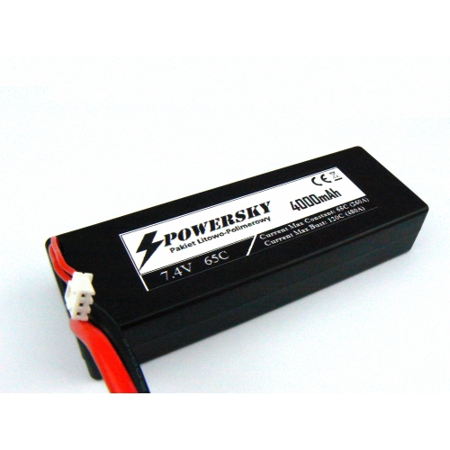 PowerSky pakiet LiPo 7.4V 4000mAh 2S 65C Hard Case