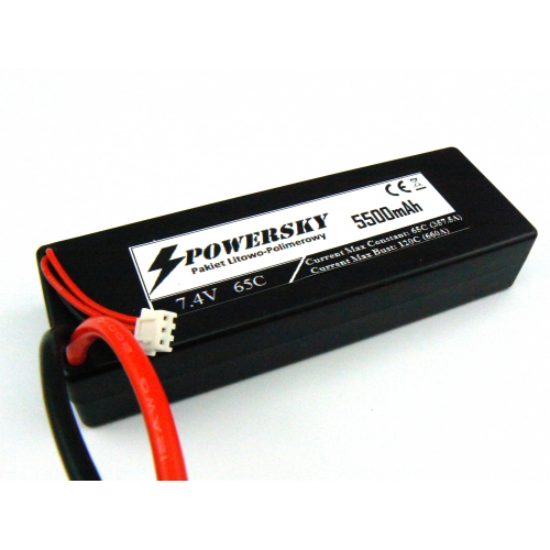 PowerSky pakiet LiPo 7.4V 5500mAh 2S 65C Hard Case
