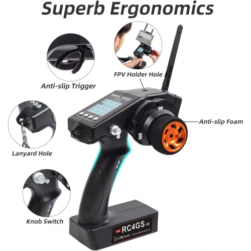 RadioLink RC4GS V23 2.4G 5CH Car Controller Transmitter + R6FG Gyro Inside Receiver for RC Car Boat