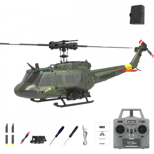 RC Era Helikopter C032 UH-1 Huey 2.4G 6CH 6-osiowy żyroskop w skali 1:48 - Kolor Zielony