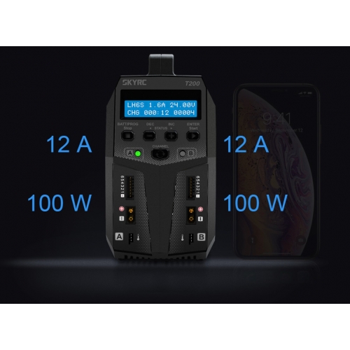 SkyRC T200 Dual Balance Charger 2x100w AC/DC - 12 A Charge