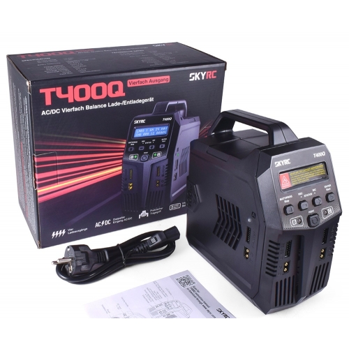 SkyRC T400Q Quattro Balance Charger 1-6S LiPo/LiFe/Lilon/LiHV DC/AC 4x100W 12A