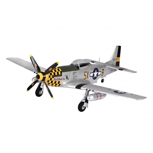 TOP RC Hobby Plane Mustang P-51D 750MM PNP - Yellow and silver plane