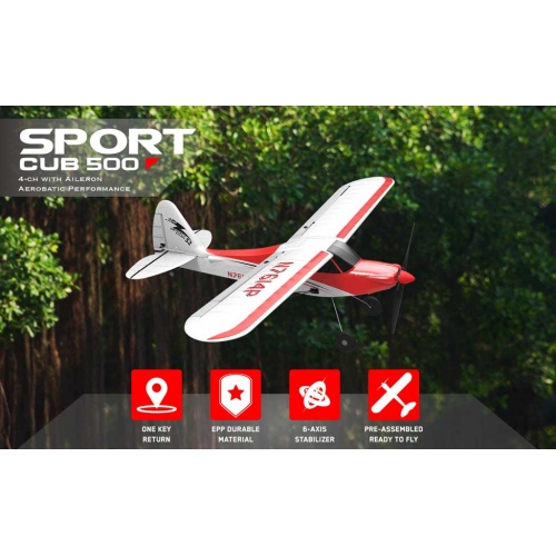 Volantex RC Sport Cub 500 RC Plane 4CH Remote Airplane Aircraft Glider Built In Gyro 761-4 RTF